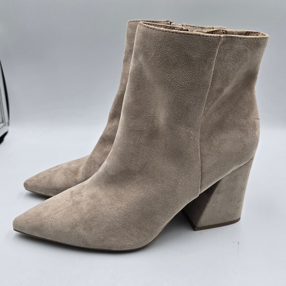 A New Day Cullen Taupe Faux Suede Pointed Toe Block Heel Boots Woman Size 11 NEW